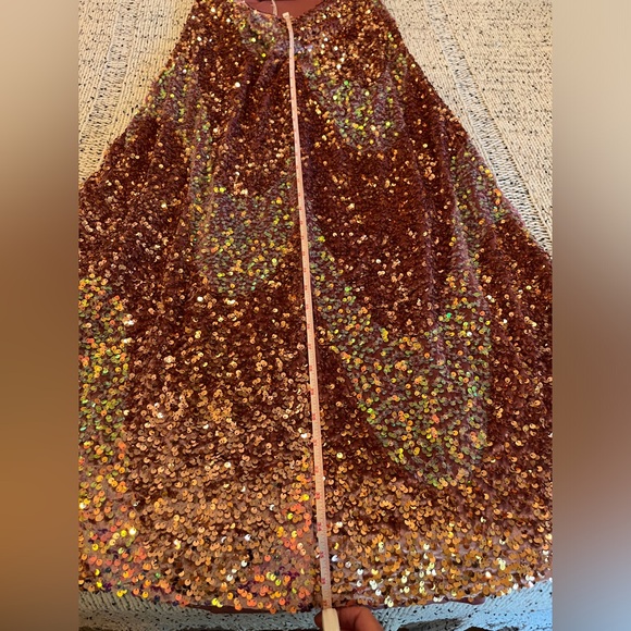 Free People Glitter & Gold Midi Sequin Halter Open Back Pink Dress Size S NWT - Picture 7 of 7